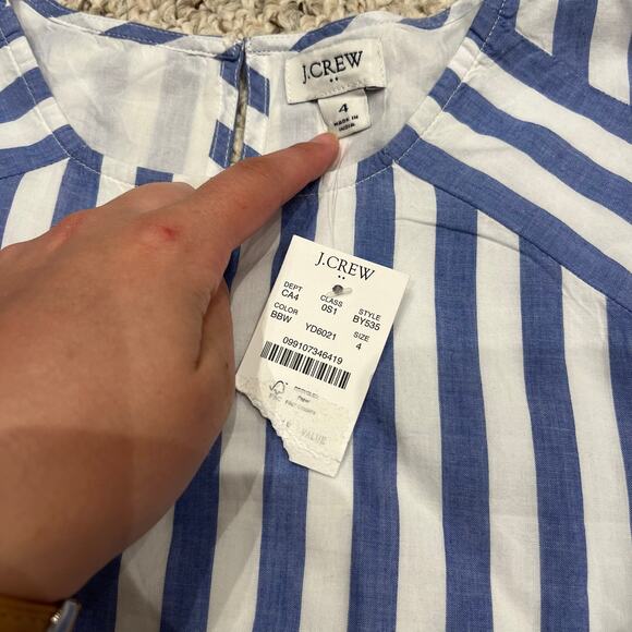 NWT J Crew Sleeveless Tie Waist Stripe Midid Dress Sz 4 Blue White Nautical - Picture 5 of 6